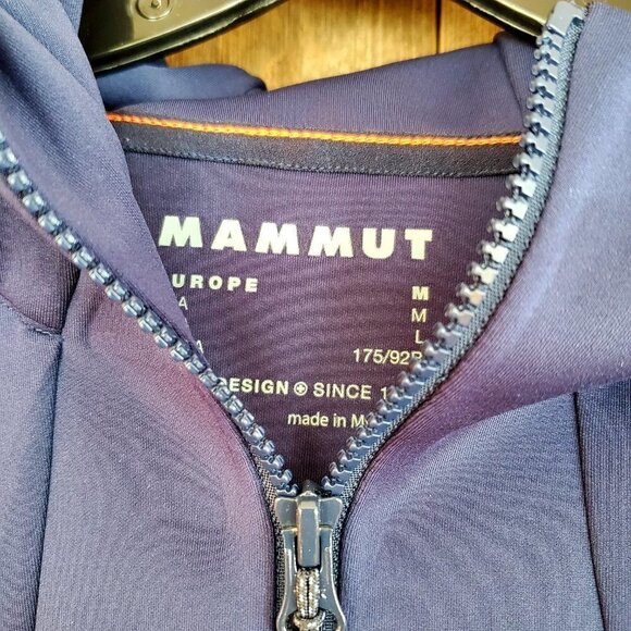 Mammut Softshell Full Zip hooded Jacket Mens M Navy Taupe - Picture 3 of 4